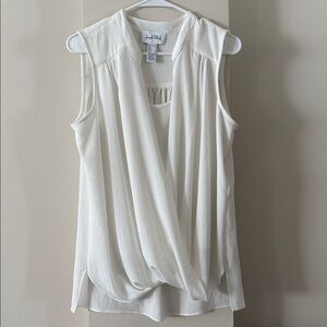 Joseph Ribkoff White Sleeveless Blouse Waterfall Sz 10